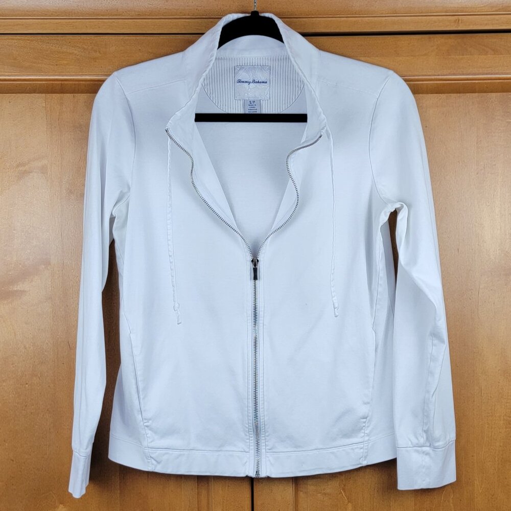 Tommy Bahama White Full Zip 100% Pima Cotton Jacket with Drawstrings - S - Picture 2 of 12